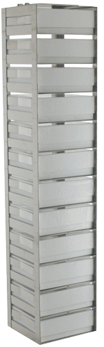 Vertical Rack with Spring Locks and 2" Fiberboard Boxes with 100 Cell Dividers - 12 Boxes High