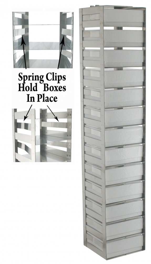 Vertical Rack with Spring Locks and 2" Fiberboard Boxes with 100 Cell Dividers - 13 Boxes High - Image 2
