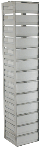 Vertical Rack with Spring Locks and 2" Fiberboard Boxes with 100 Cell Dividers - 13 Boxes High