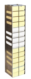 Aluminum Vertical Rack with 2" Fiberboard Boxes and 81 Cell Dividers - 14 Boxes High
