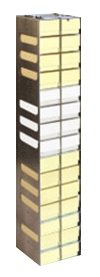 Aluminum Vertical Rack with 2" Fiberboard Boxes and 100 Cell Dividers - 15 Boxes High