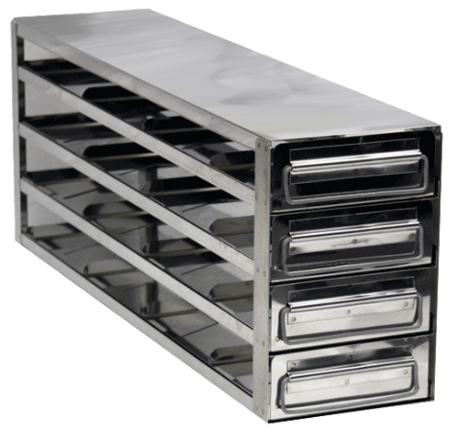 Value Series Upright Freezer Rack with Drawers for Standard 2" Boxes- Rack Only (4 Boxes Deep x 4 Boxes High)