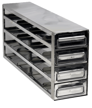Value Series Upright Freezer Rack with Drawers for Standard 3" Boxes- Rack Only- 4 Boxes Deep x 4 Boxes High