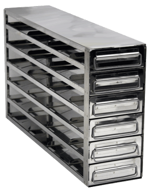Value Series Upright Freezer Rack with Drawers for Standard 2" Boxes- Rack Only (4 Boxes Deep x 6 Boxes High)