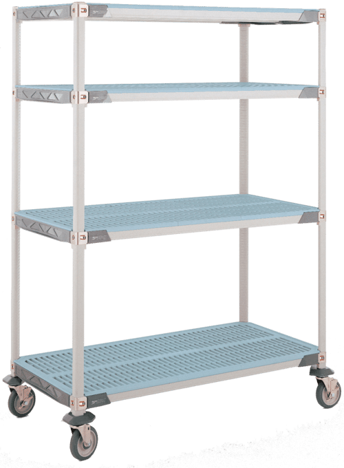 MetroMax i® Polymer Stem Caster Cart - 24"(W) x 60"(L) - Open Grid Shelves