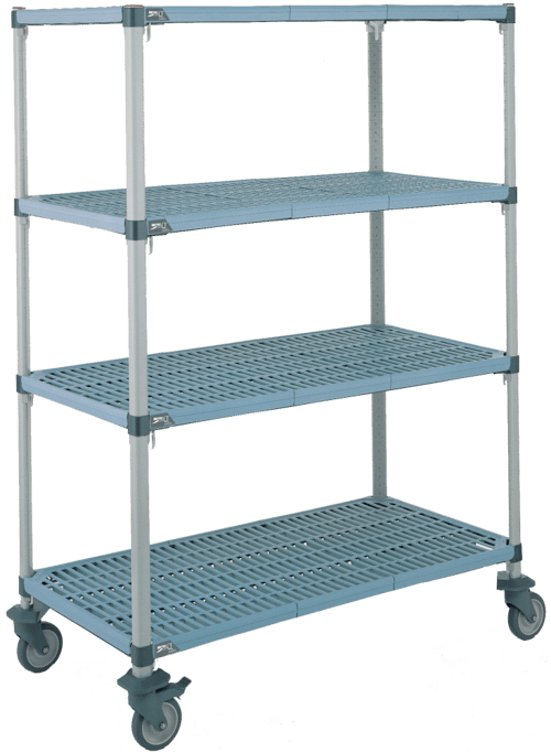 MetroMax Q® Polymer Stem Caster Cart - 24"(W) x 48"(L) - Open Grid Shelves