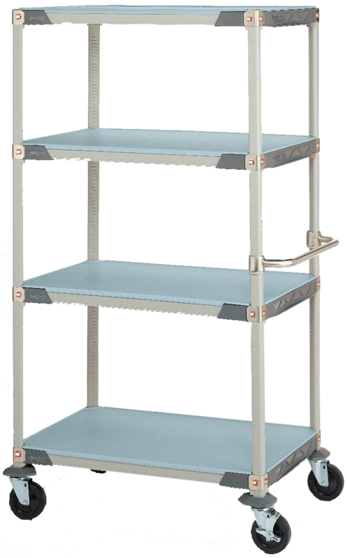 MetroMax i® Polymer Stem Caster Cart - 24"(W) x 48"(L) - Solid Shelves