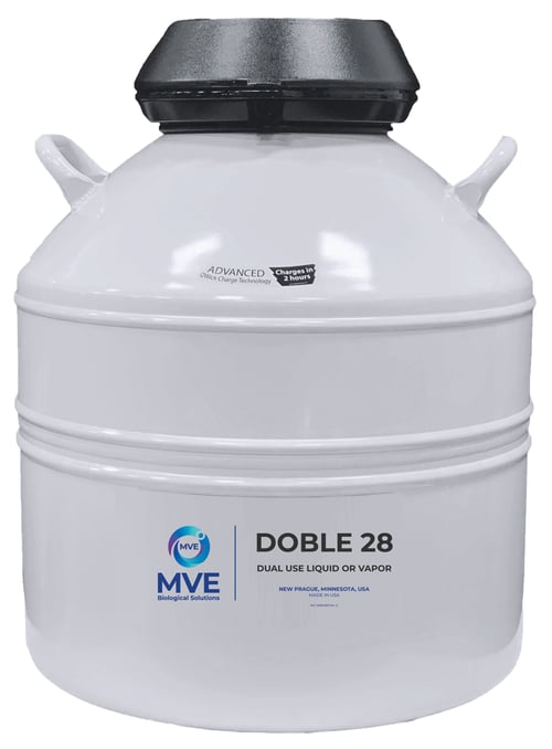 MVE Doble 28 Aluminum Cryogenic Dewar/Cryoshipper with QWick Technology (Capacity: 810 x 2.0 ml vials)