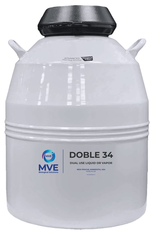 MVE Doble 34 Aluminum Cryogenic Dewar/Cryoshipper with QWick Technology (Capacity: 630 x 2.0 ml vials)