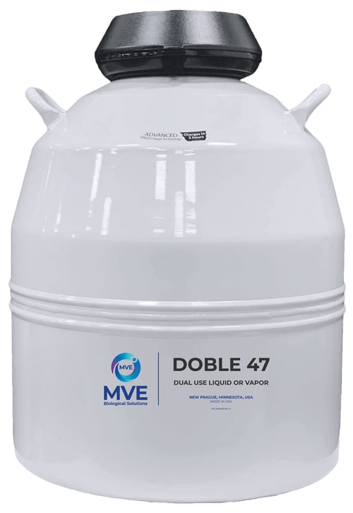 MVE Doble 47 Aluminum Cryogenic Dewar/Cryoshipper with QWick Technology (Capacity: 1320 x 2.0 ml vials)