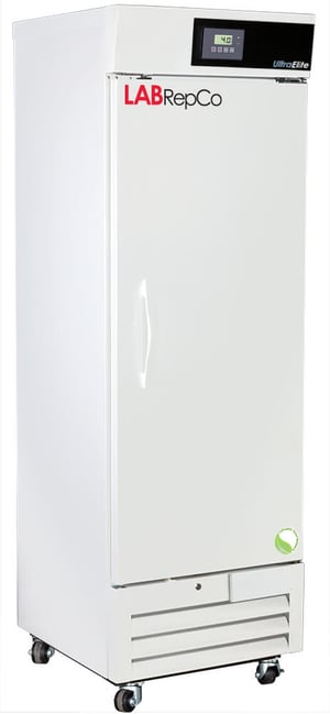 LabRepCo branded Ultra Elite Series 16 Cu. Ft. Laboratory-Refrigerator-with closed solid door, casters and pull handle