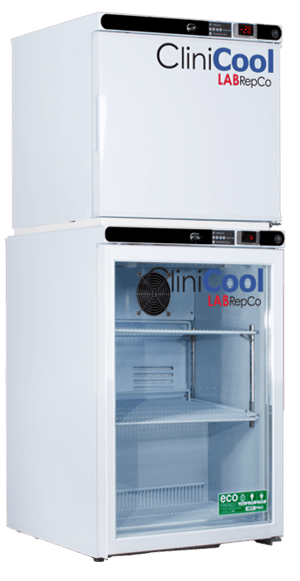 labrepco clinicool 7 cu.ft. laboratory Refrigerator & Freezer Stacked Combo unit with solid upper door and lower glass door