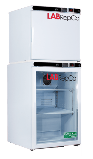 labrepco 7 cu.ft. laboratory Refrigerator & Freezer Stacked Combo unit with solid upper door and glass lower door