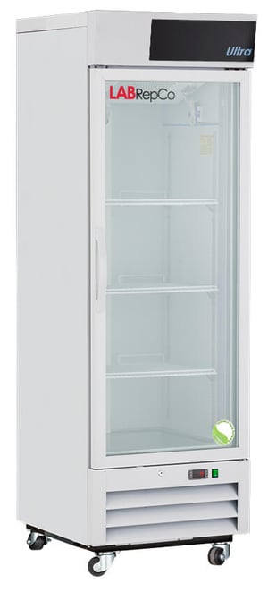 LabRepCo labeled 16-Cu.Ft. Laboratory Refrigerator with right Hinged Glass Door and white pull handle