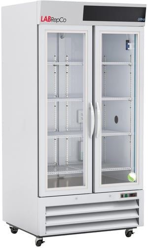 LabRepCo Ultra Series 36 Cu. Ft. Chromatography Refrigerator with 2 hinged glass doors, pull handles and casters