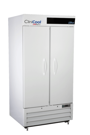 LabRepCo CliniCool© Ultra Series 36 Cu. Ft. Pharmacy/Vaccine Refrigerator with closed Hinged solid Doors that have pull handles.