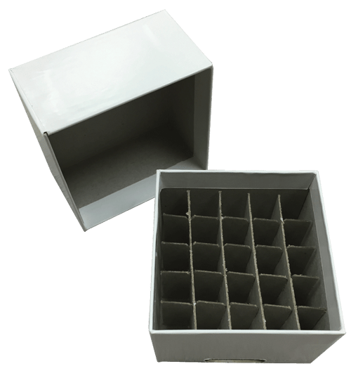 2" Mini Fiberboard Boxes With 25 Cell Dividers