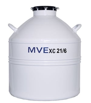 MVE XC 21/6 Cryogenic Freezer with (9) 11" Canisters (Capacity: 3,870 x 1/2cc Straws)