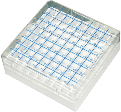 Polycarbonate 2" Boxes with 81 Cell Divider- White (Qty of 50)