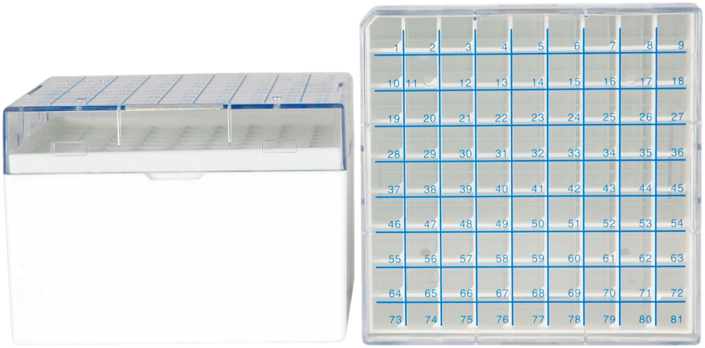 Polycarbonate 2 Inch Boxes with 100 Cell Divider | Quantity of 50