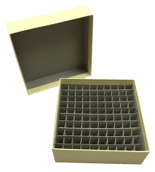 Standard Yellow 2" Fiberboard Boxes With 100 Cell Dividers (Qty of 50)