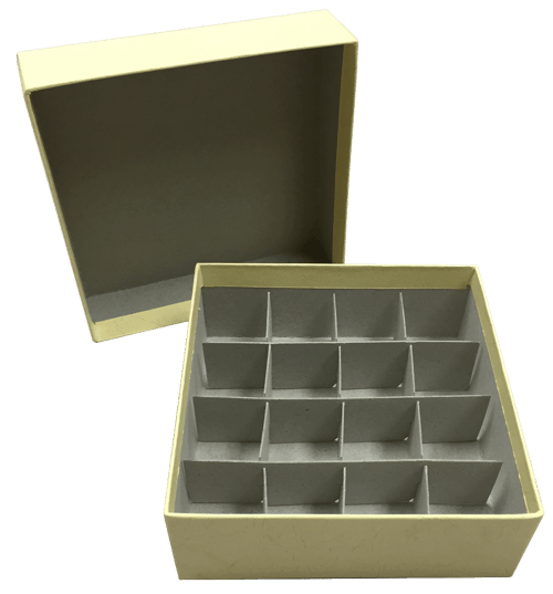 Standard Yellow 2" Fiberboard Boxes With 16 Cell Dividers (Qty of 50)