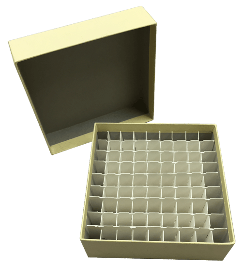 Standard Yellow 2" Fiberboard Boxes With 81 Cell Dividers (Qty of 50)
