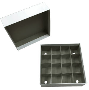 Standard White 2" Fiberboard Boxes With 16 Cell Dividers (Qty of 50)