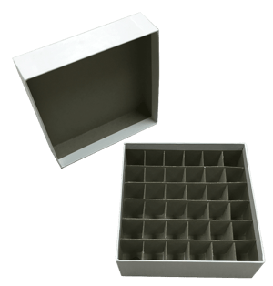Standard White 2" Fiberboard Boxes With 36 Cell Dividers (Qty of 50)