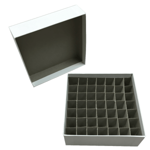 Standard White 2" Fiberboard Boxes With 49 Cell Dividers (Qty of 50)