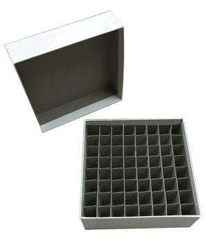 Standard White 2" Fiberboard Boxes With 64 Cell Dividers (Qty of 50)