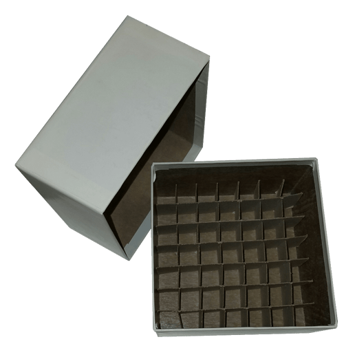 Standard White 3" Fiberboard Boxes With 49 Cell Dividers (Qty of 50)