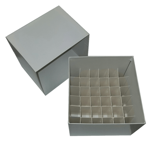 Standard White 4 3/4" Fiberboard Boxes With 36 Cell Dividers (Qty of 50)