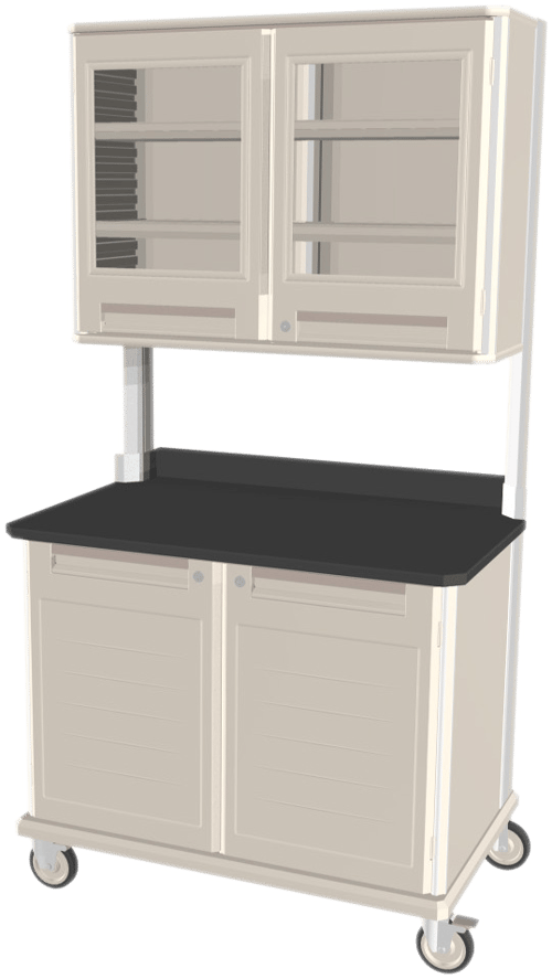 Metro Starsys® Mobile Double Wide Workcenter with Epoxy Tops, Locking Undercounter Doors & Overheads