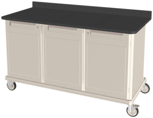 Metro Starsys® Triple Wide Workcenter with Epoxy Resin Tops & Undercounter Locking Cabinets | 28.6" x 63.2" x 36.5"