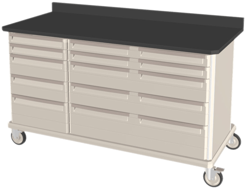Metro Starsys® Triple Wide Workcenter with Epoxy Resin Tops & Drawers | 28.6" x 63.2" x 36.5"