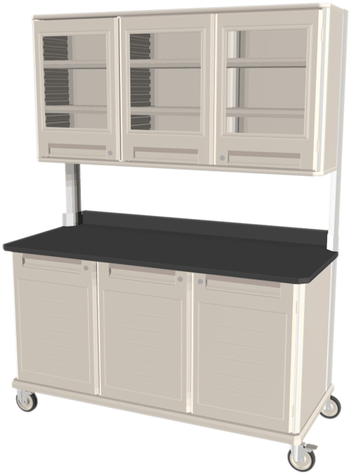 Metro Starsys® Triple Wide Workcenter with Epoxy Resin Tops | Overhead & Undercounter Cabinet Storage | 28.6" x 63.2" x 36.5"