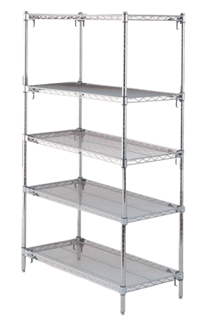 Super Adjustable 2 Chrome-Plated Super Erecta® Shelves- 24" (W) x 21" (D)- 5 Shelves- Starter Unit