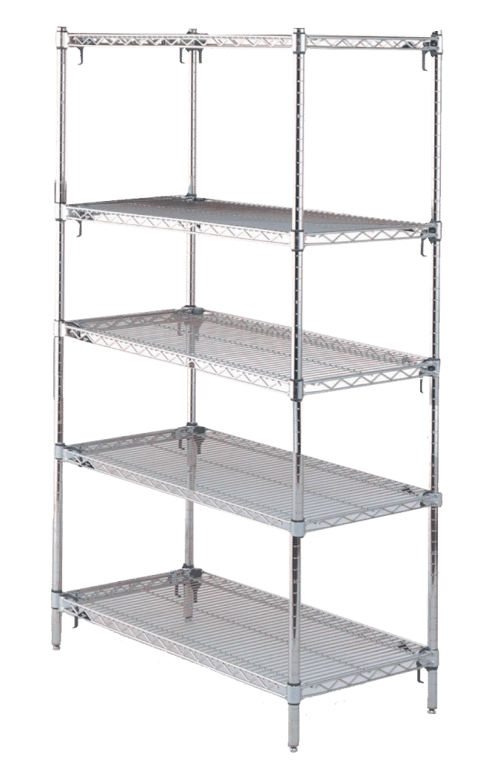 Super Adjustable 2 Chrome-Plated Super Erecta® Shelves- 36" (W) x 24" (D)- 5 Shelves- Starter Unit