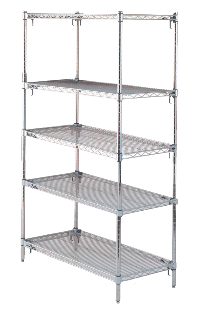 Super Adjustable 2 Chrome-Plated Super Erecta® Shelves- 24" (W) x 24" (D)- 5 Shelves- Starter Unit