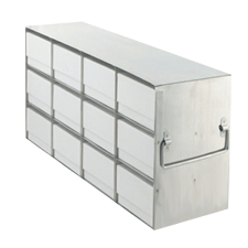 Upright Freezer Rack with 3" Fiberboard Boxes and 100 Cell Dividers- 4 Boxes Deep x 3 Boxes High