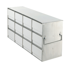 Upright Freezer Rack with 3" Fiberboard Boxes and 81 Cell Dividers- 4 Boxes Deep x 3 Boxes High