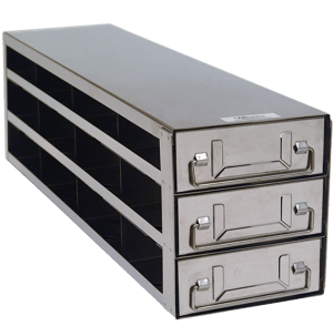 Upright Freezer Rack with Drawers for Standard 2" Boxes- Rack Only (4 Boxes Deep x 3 Boxes High)