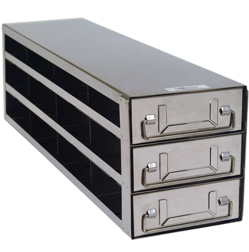 Upright Freezer Rack with Drawers for Standard 2" Boxes- Rack Only (4 Boxes Deep x 3 Boxes High)