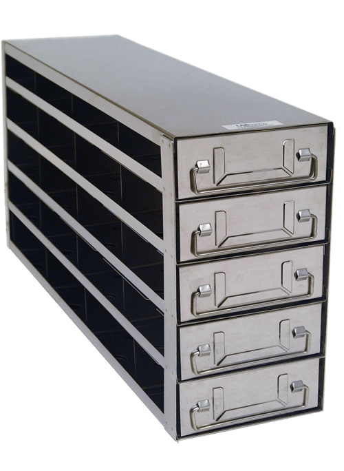 Upright Freezer Drawer Rack for 2" Box Storage in PHCbi & NuAire Lab Freezers | 4 Boxes Deep x 5 Boxes High | Rack Only