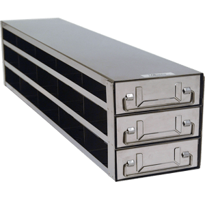 Upright Freezer Rack with Drawers for Standard 2" Boxes- Rack Only (5 Boxes Deep x 3 Boxes High)