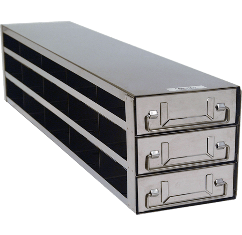 Upright Freezer Rack with Drawers for Standard 2" Boxes- Rack Only (5 Boxes Deep x 3 Boxes High)