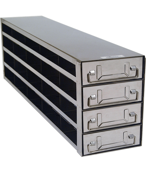 Upright Freezer Rack with Drawers for Standard 2" Boxes- Rack Only (5 Boxes Deep x 4 Boxes High)