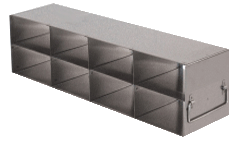 Stainless Steel Upright Freezer Rack for FluidX Boxes & Micronic Racks – 4 Boxes Deep x 2 Boxes High