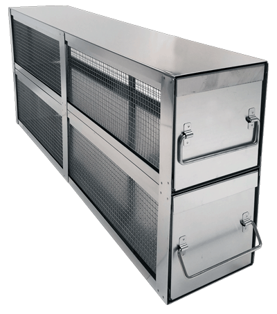 Large Bin Style Organizer Drawer Freezer Rack with Lid (13 inches tall x 5 inches wide)